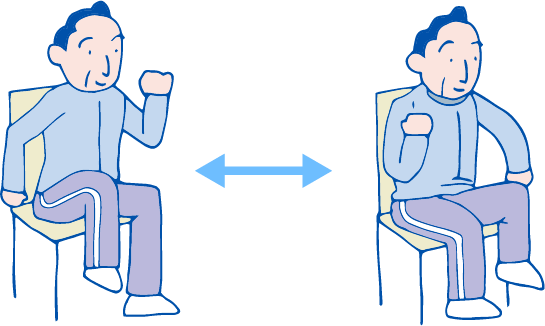 イラスト：足踏み運動―腰・おなかの筋肉を鍛える―